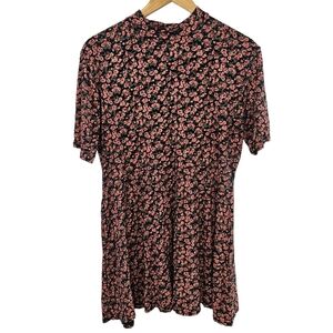 Boohoo Floral High Neck Whimsy Boho Cottagecore Mini Shift Dress